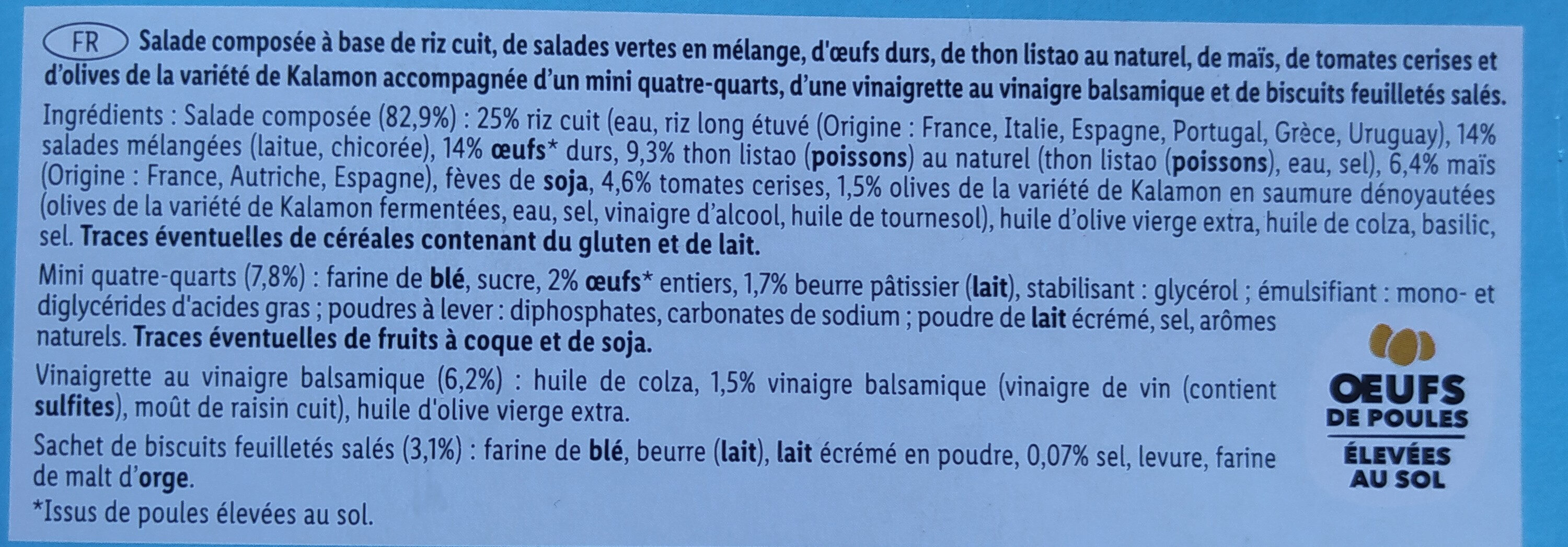 Coffret Salade Crudités Thon Maïs et Œuf - Ingrédients