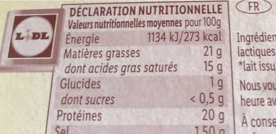 Camembert - Nutrition facts - fr