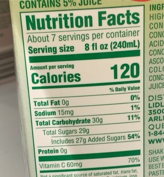 Strawberry kiwi juice - Nutrition facts