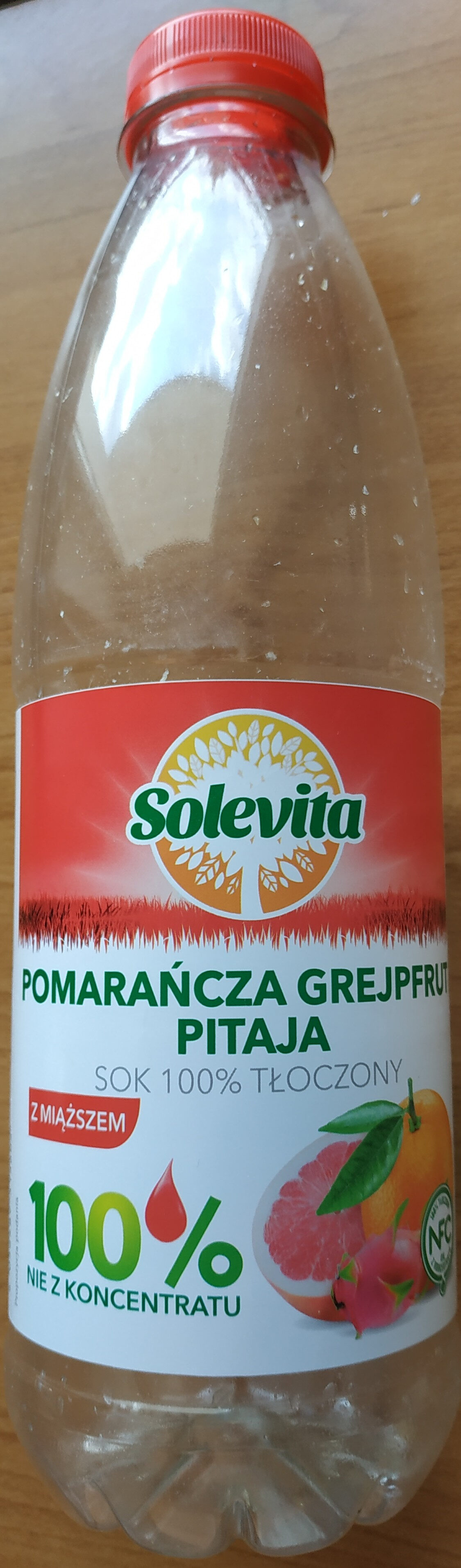Sok 100% tłoczony z miąższem Pomarańcza Grejpfrut Pitaja - Produkt - pl