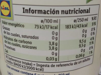 Limonada Vitea - Información nutricional