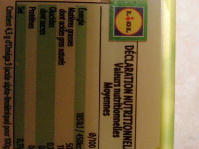 Tartine & cuisson Oméga3 - Tableau nutritionnel