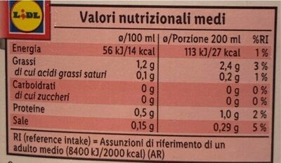 Bevanda mandorla BIO - Nutrition facts