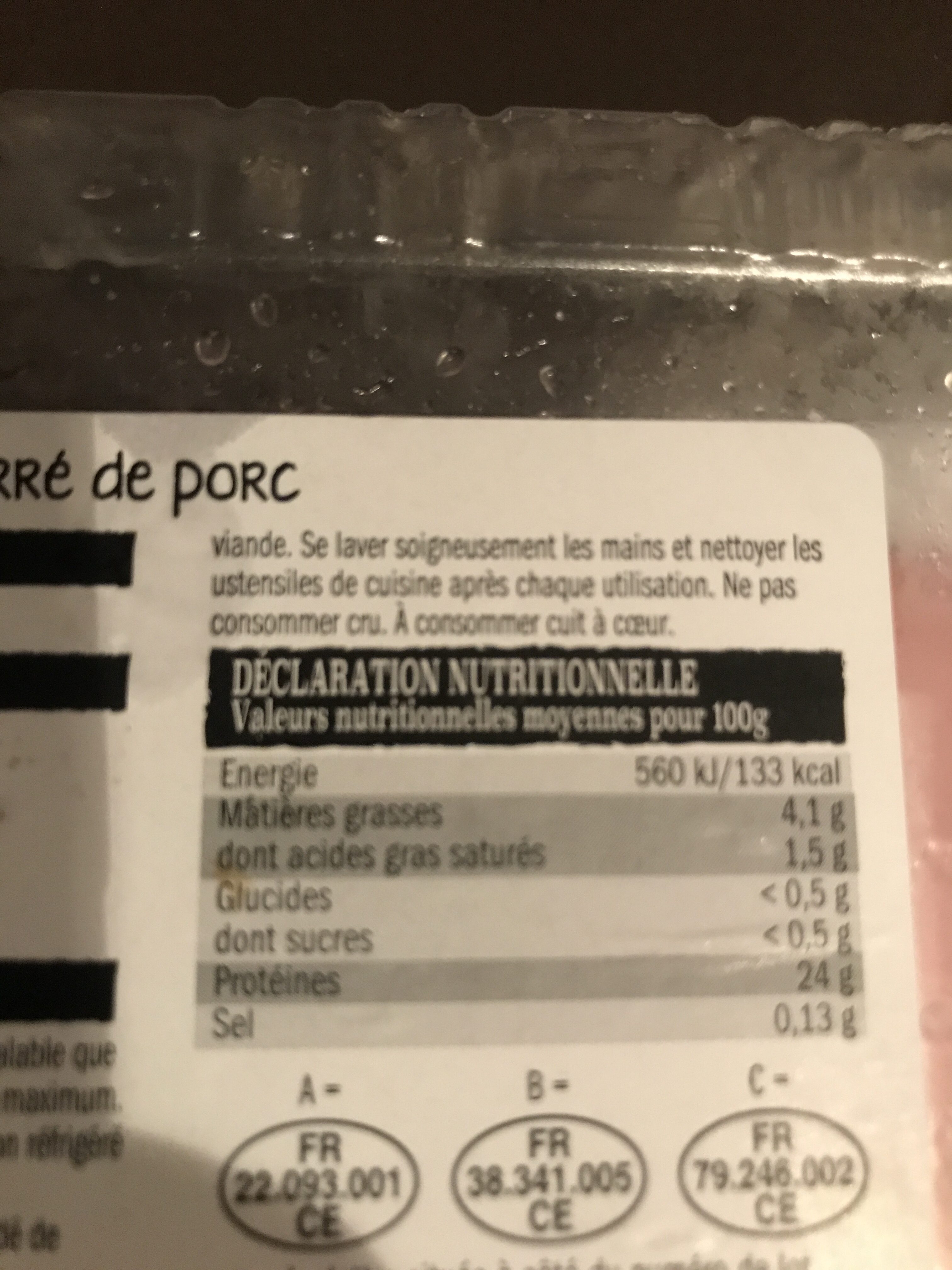 6 mincerettes de porc - Voedingswaarden - fr