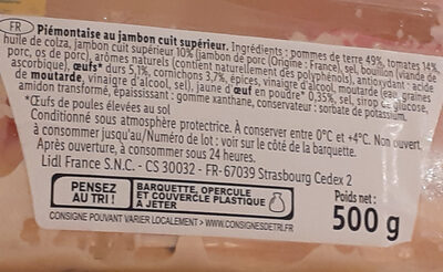 Piémontaise jambon - Ingredients - fr