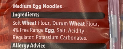 Medium egg noodles - Ingredients
