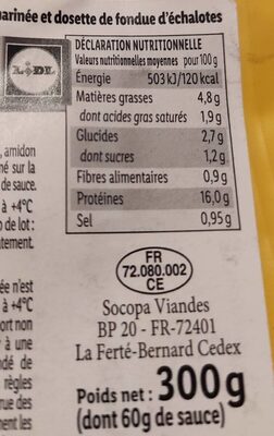 Marinés bavettes & fondue d'échalotes - Nutrition facts