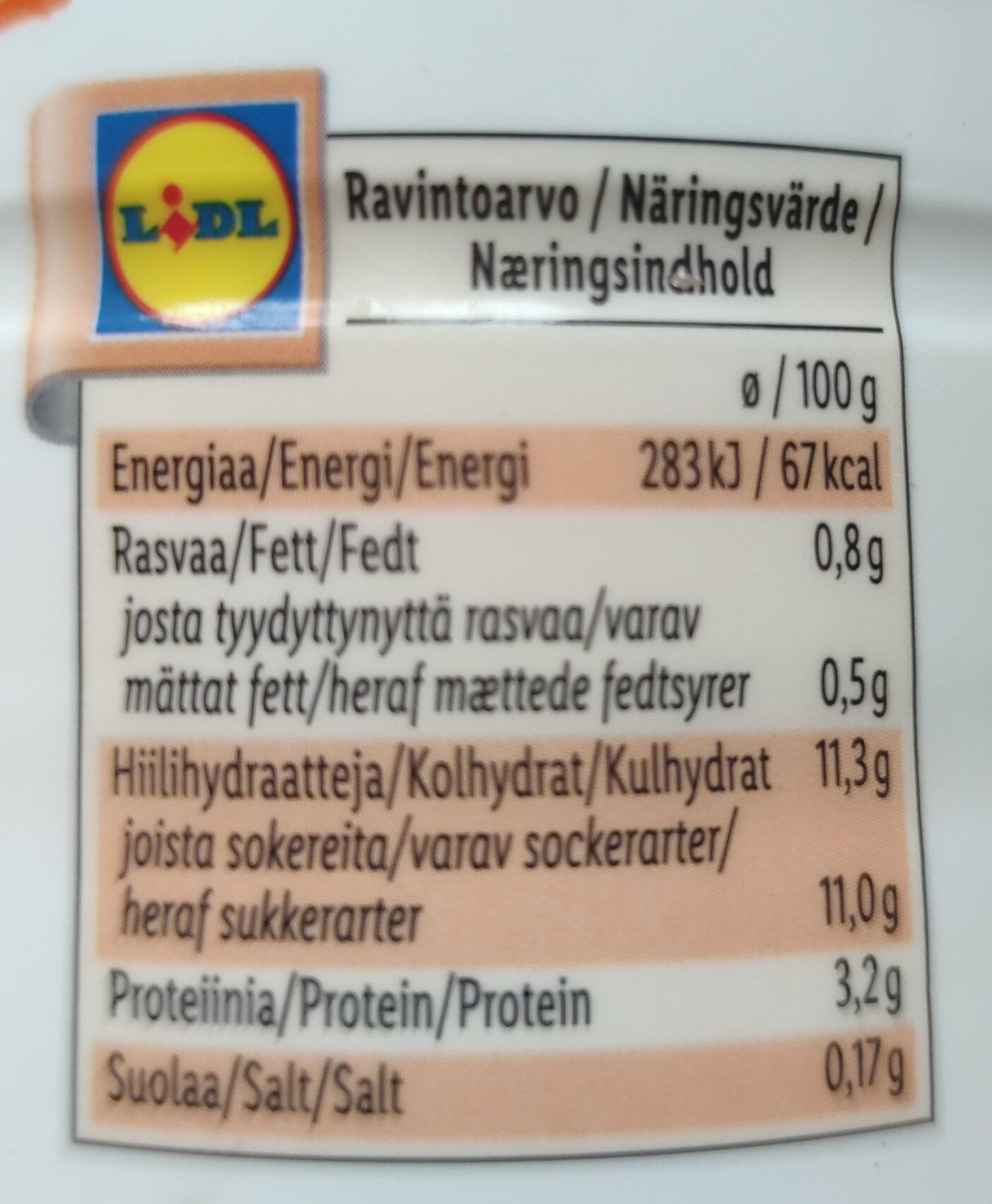 Milbona Yogurt Drink - Ernæringsfakta