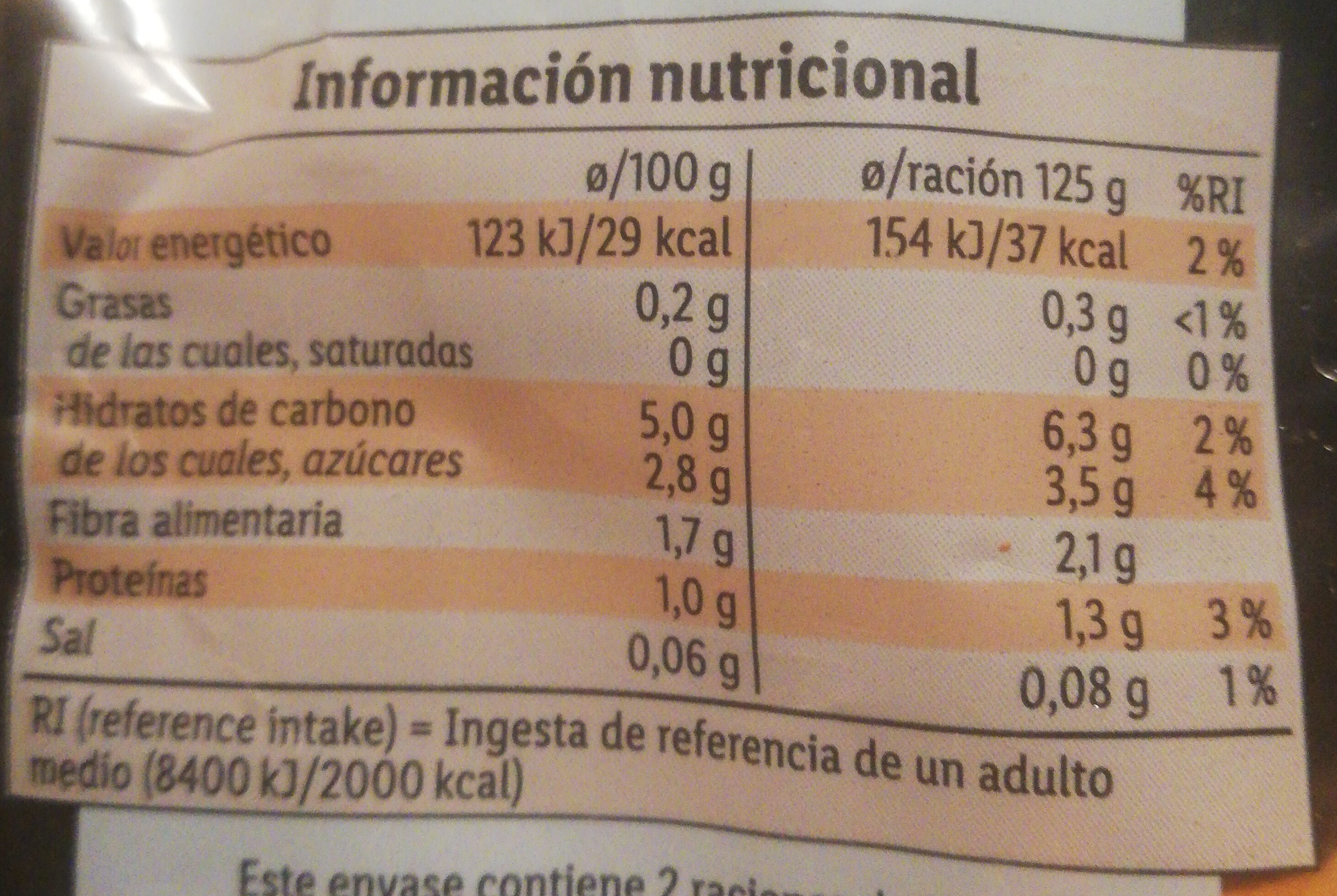 Edulis ensalada 4 estaciones - Información nutricional