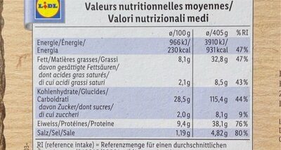 La Pinsa Tonno - Valori nutrizionali - fr