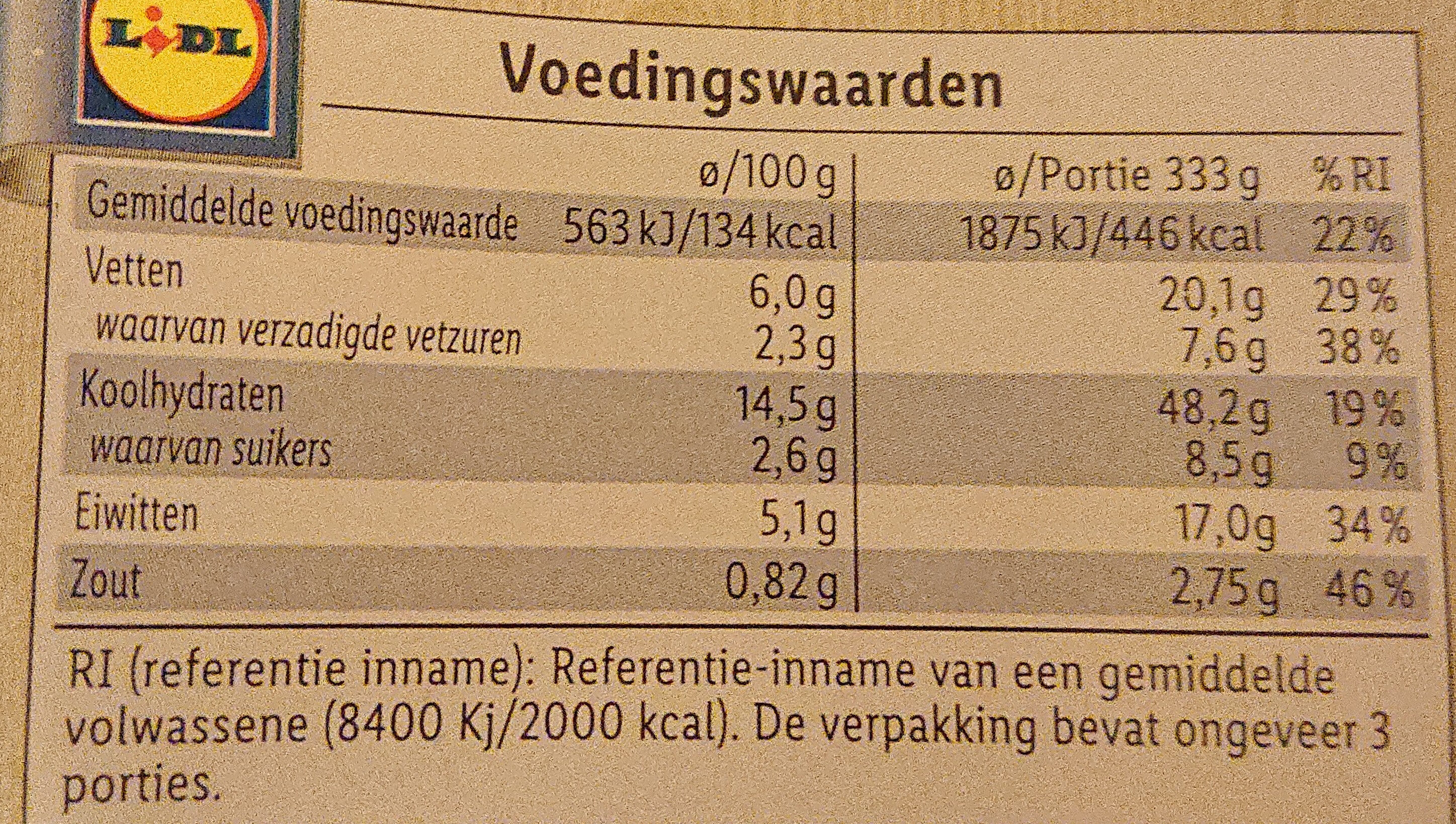 Lasagne bolognese - Nutrition facts - nl