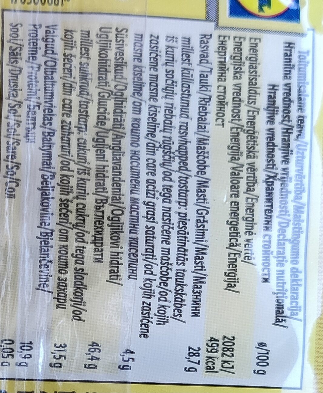 Sesame seed biscuts - Nutrition facts - ro