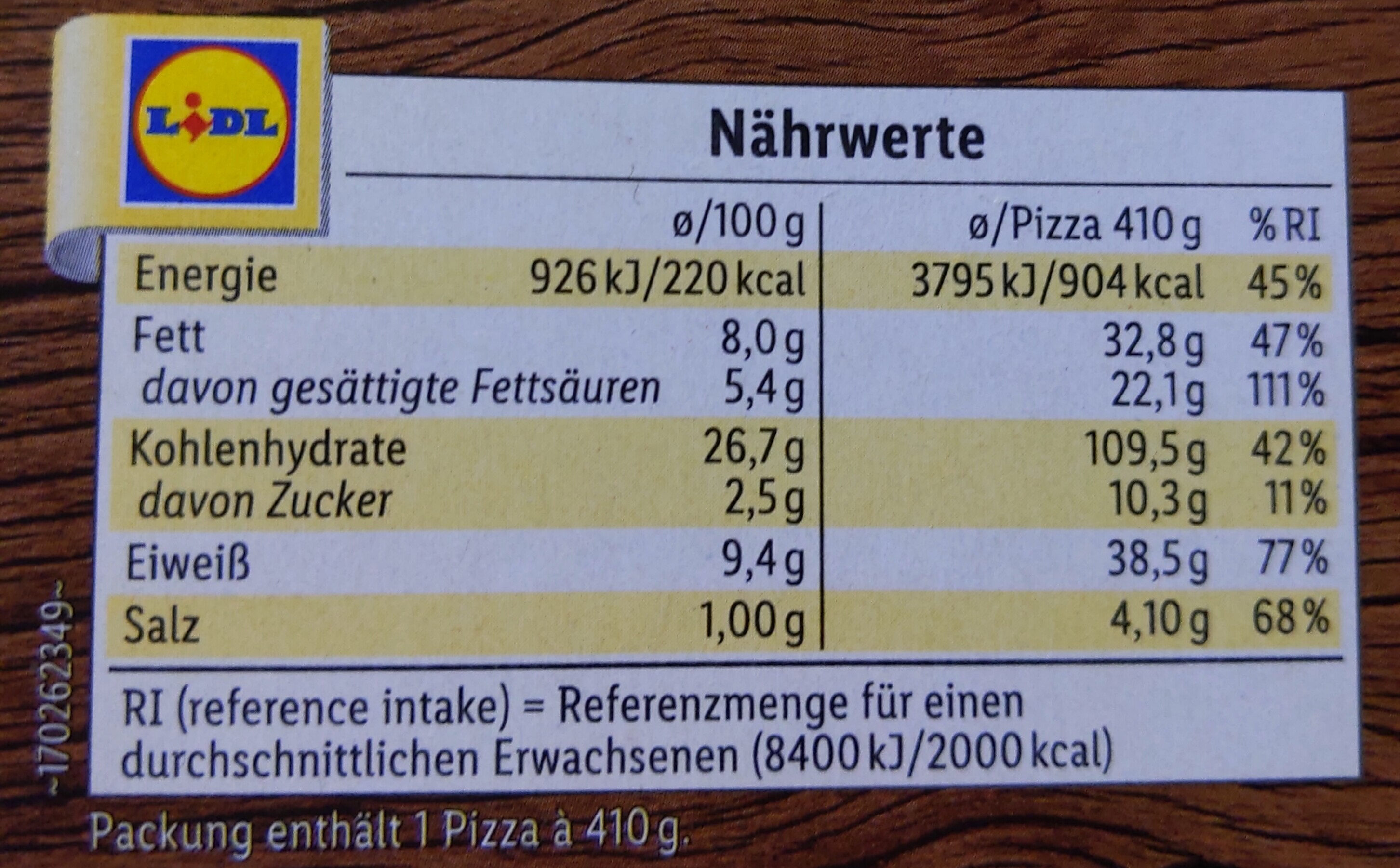 Knusper frische vier Käse - Nutrition facts