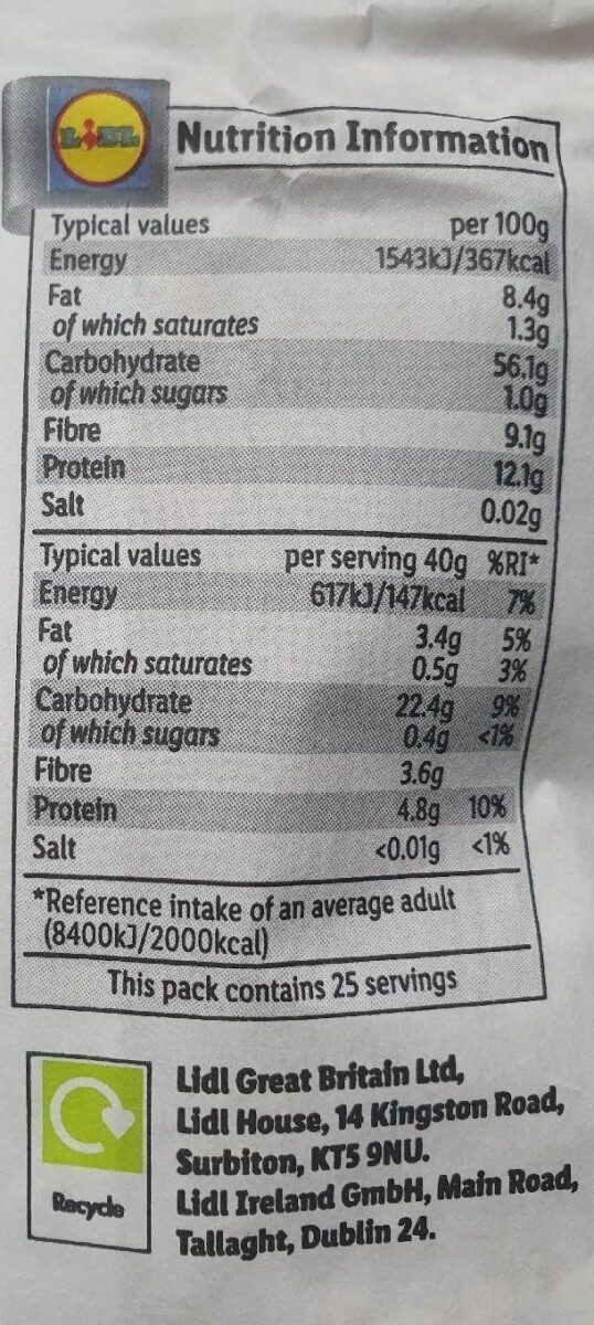 Porridge oats - Información nutricional - en