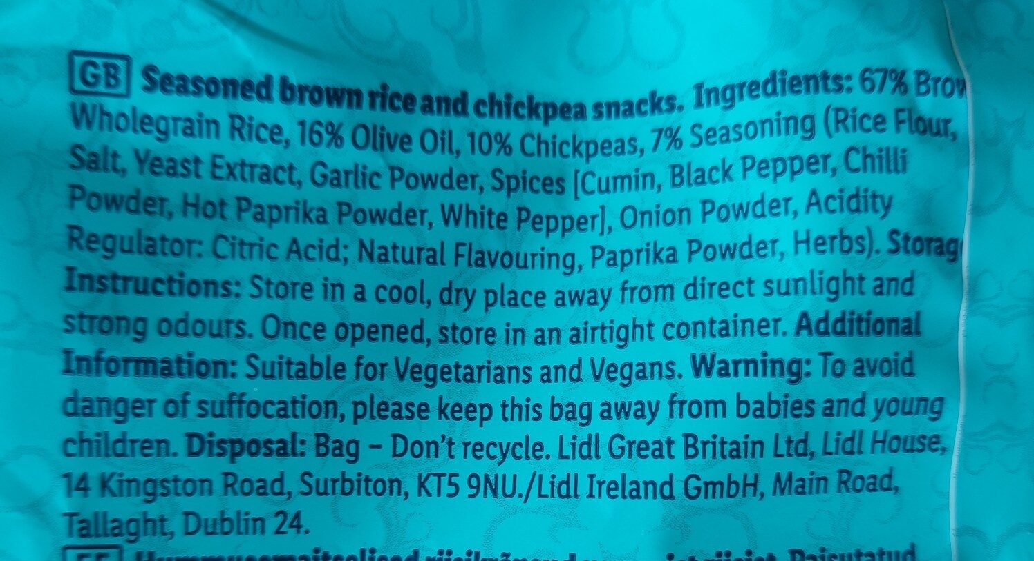 Brown Rice Chips - Ingredients
