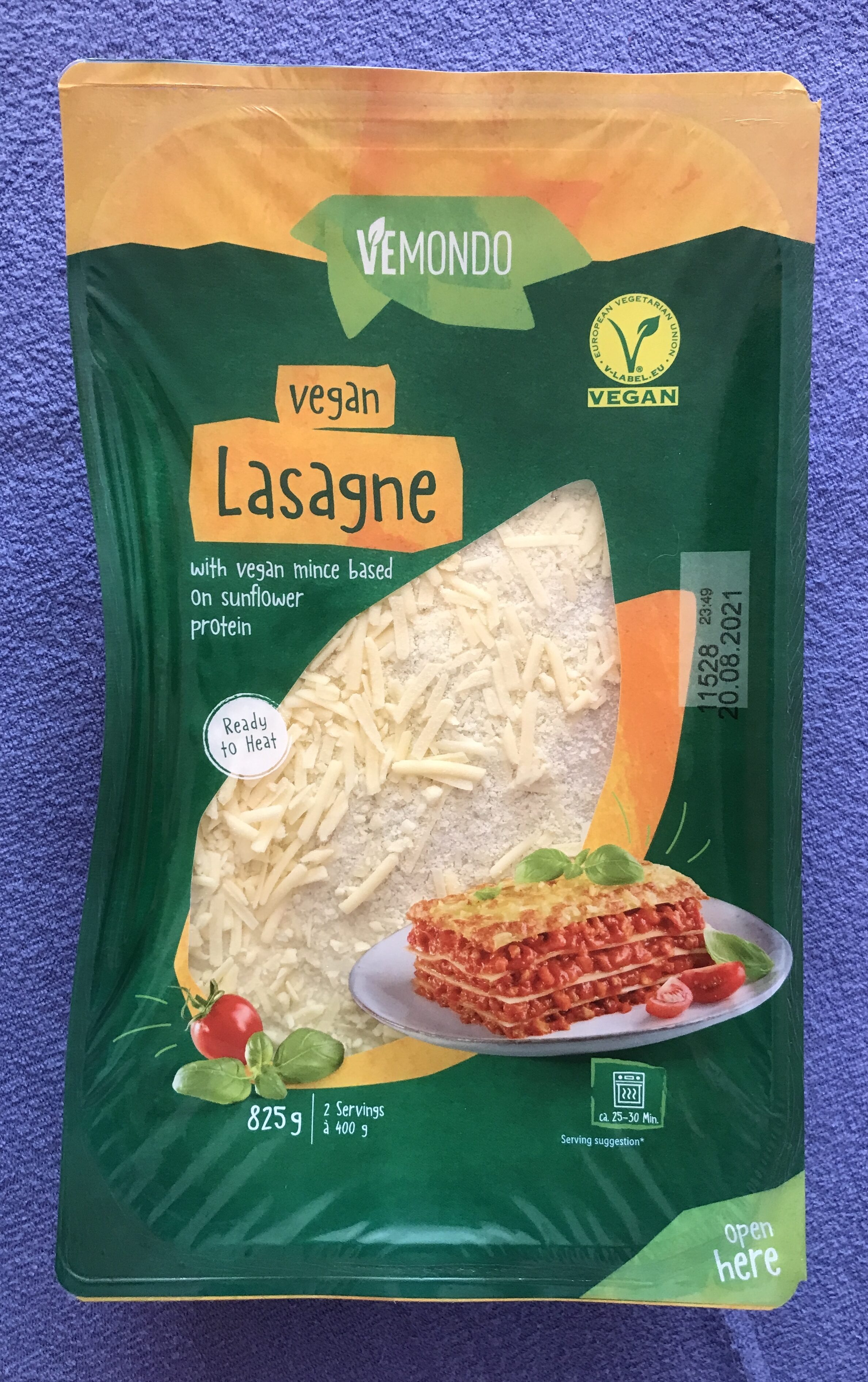 Veganské lasagne - Vemondo 825 g 