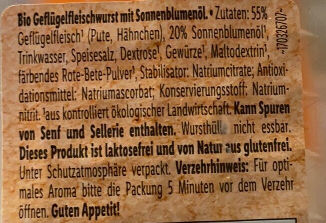 Traditions Geflügel-Fleischwurst - Ingredienser - de