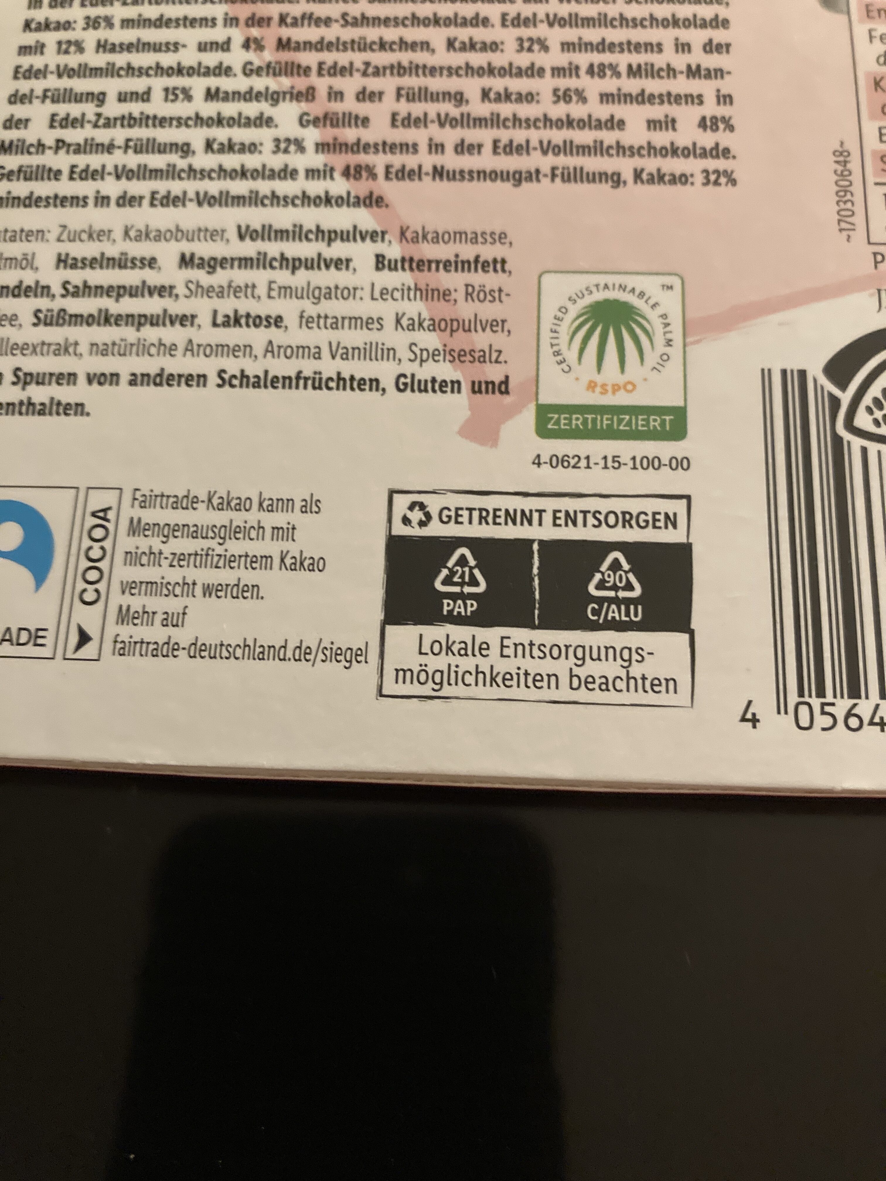 Selection Chocolat - Instruccions de reciclatge i/o informació d’embalatge - de