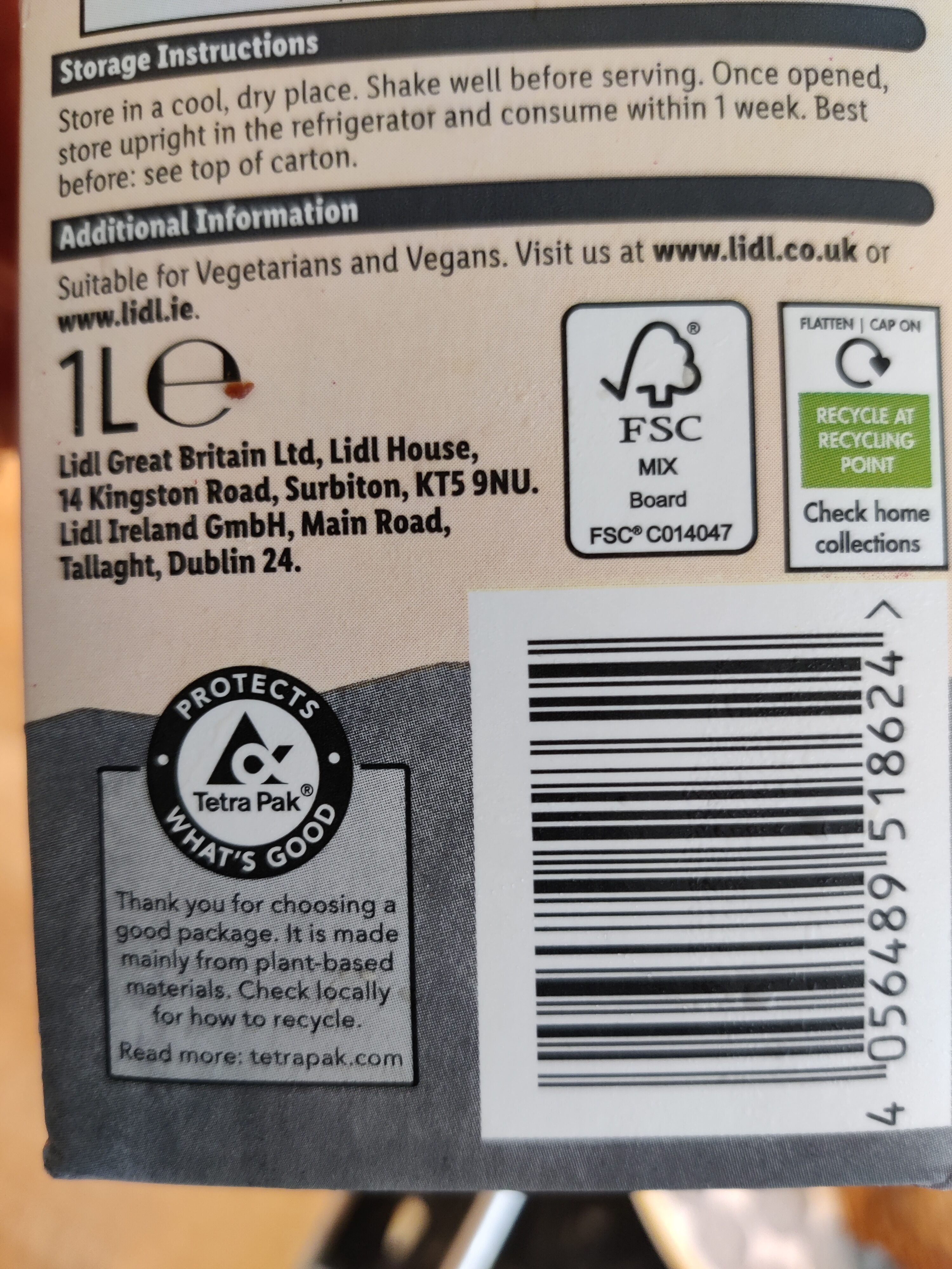 Barista Oat milk - Vemondo - Recycling instructions and/or packaging information