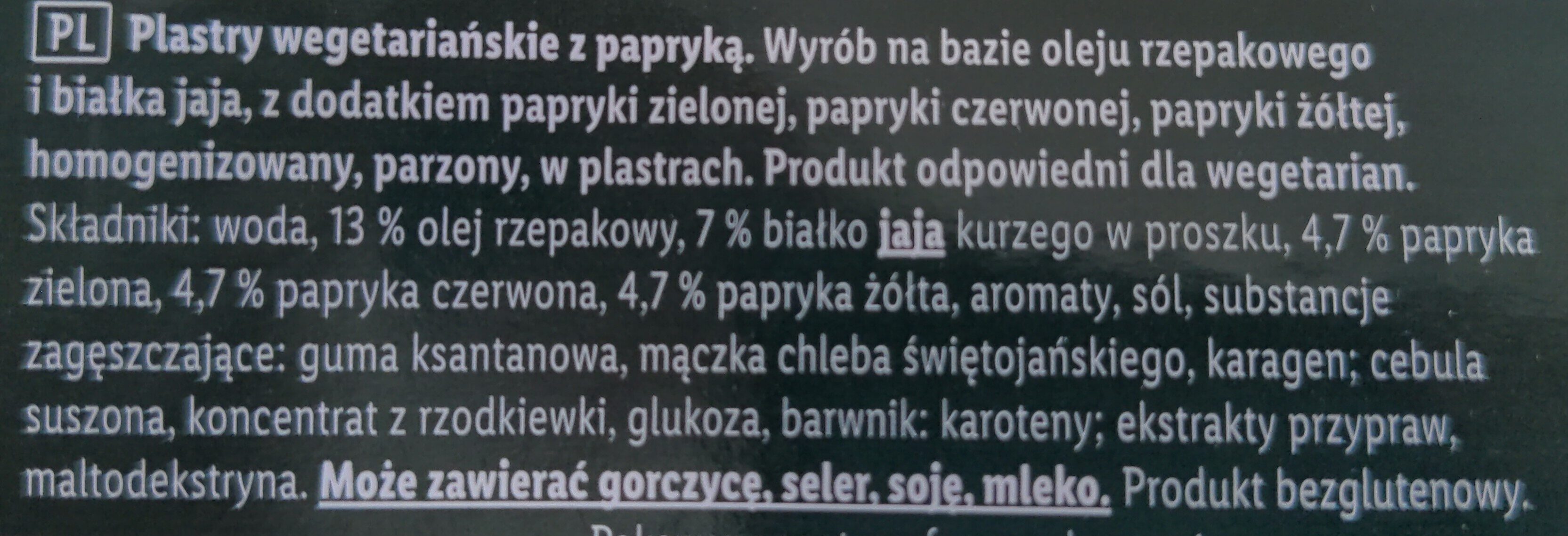 Wegetariańskie plastry z papryką - Ingrédients - pl