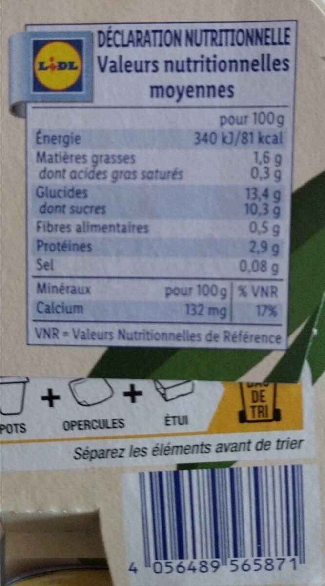 Dessert végétal soja vanille - Näringsfakta - fr