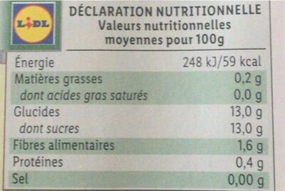 Compote pomme rhubarbe allégée  en sucres - Nutrition facts - fr
