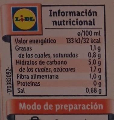 Crema de Calabaza - Nutrition facts - es