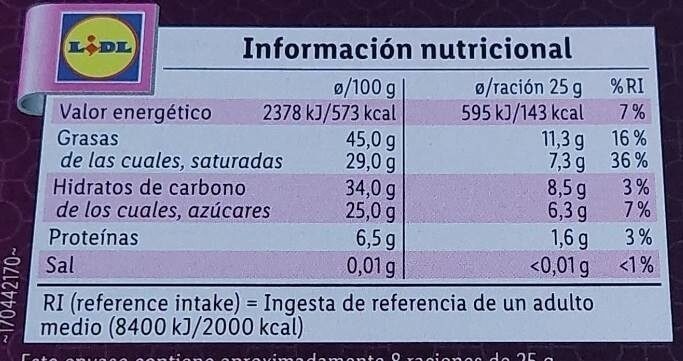Turron 85 Cacao Ecuador - Informació nutricional - es