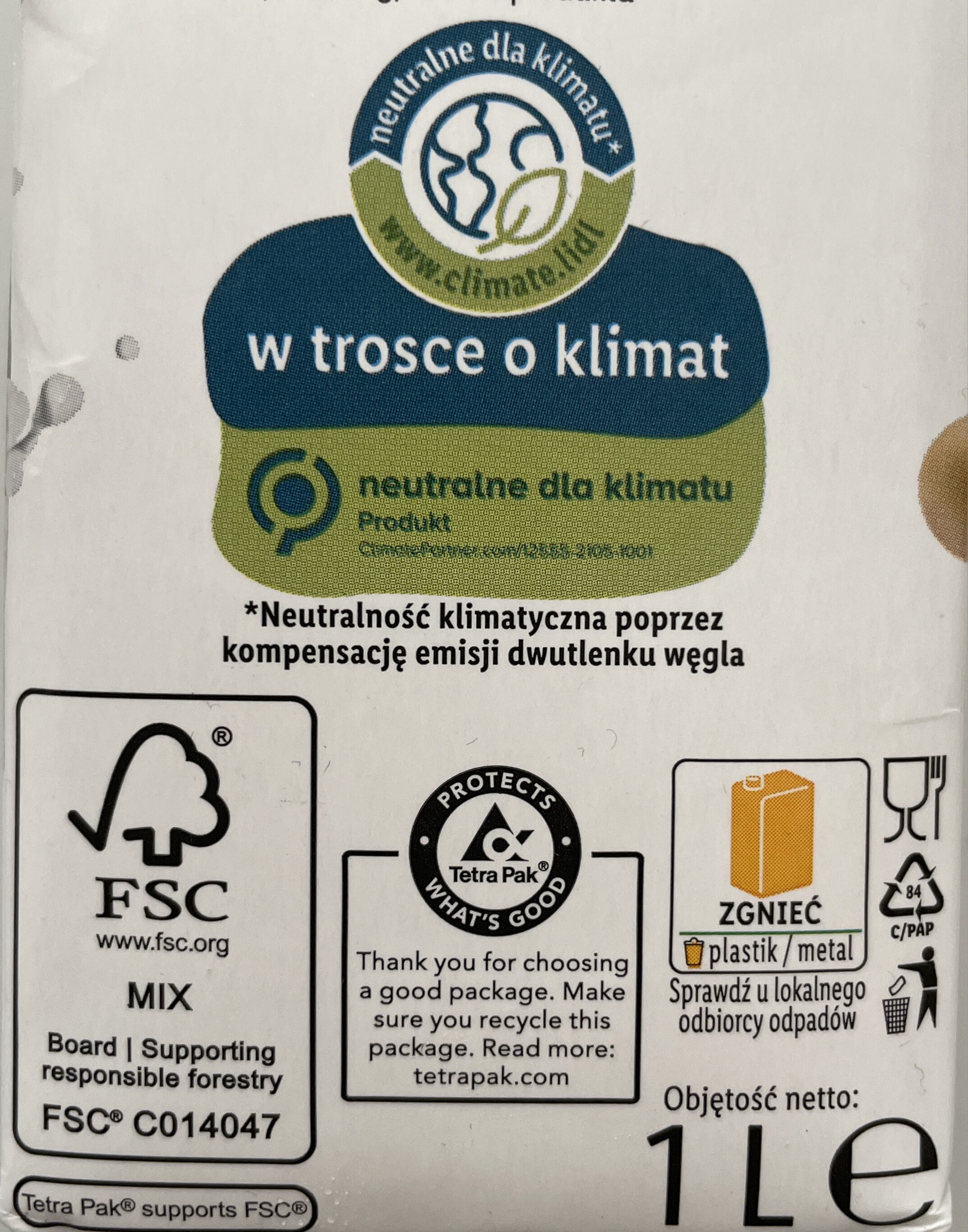 Boisson au soja - Instrukcje dotyczące recyklingu i / lub informacje na temat opakowania