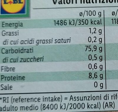 Riso arborio - Nutrition facts - it