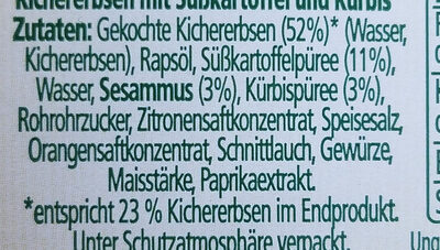 Hummus Süsskartoffel Kürbis - Ingrediënten - de