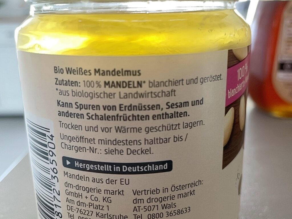 Mandelmus - weiss - Ingredients - de