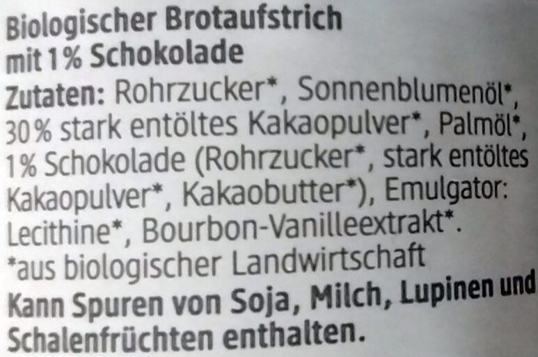 Schokocreme Zartbitter - Ingredients - de