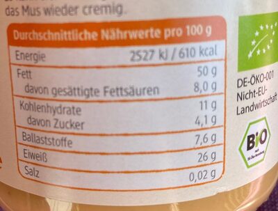 Erdnussmus - Nutrition facts
