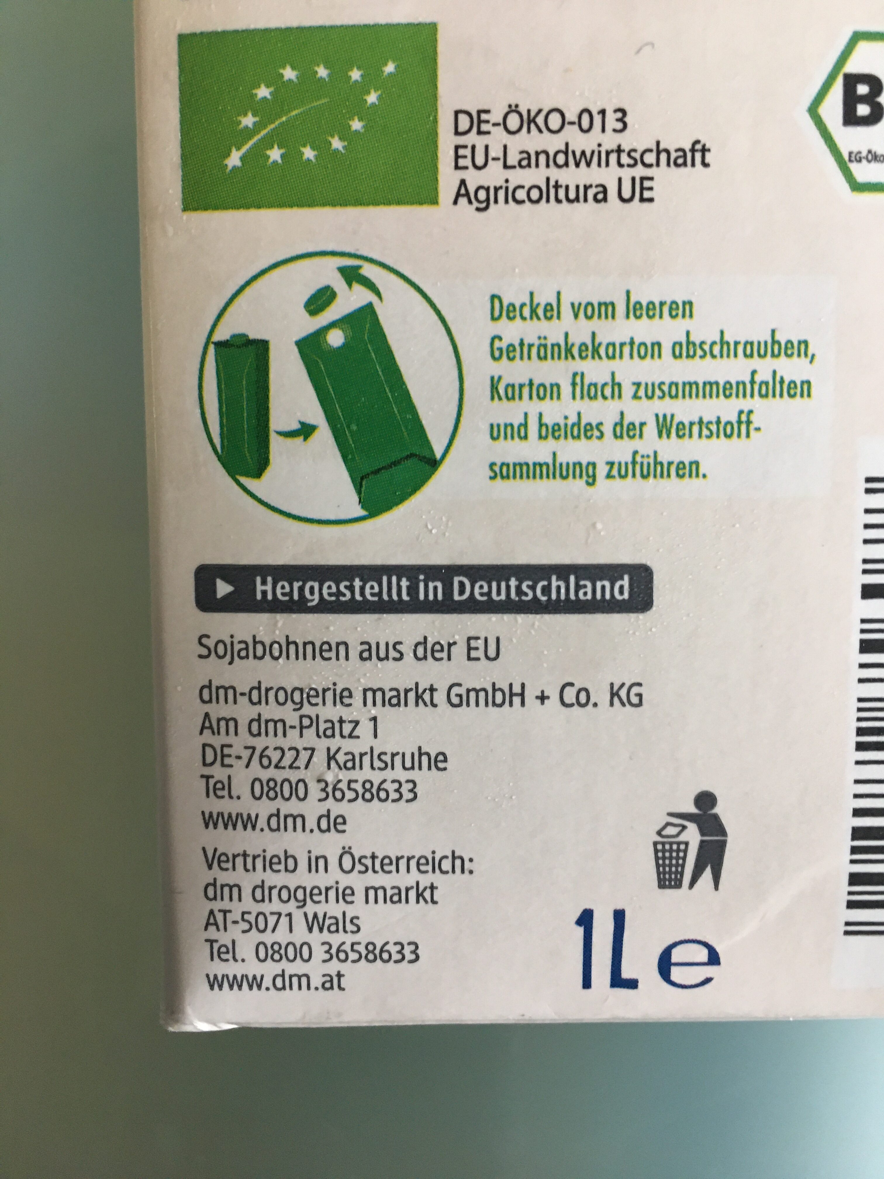 Soja Drink Natur - Instruction de recyclage et/ou informations d'emballage - en
