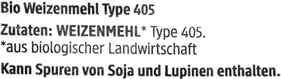 Weizenmehl T 405 - Ingredienser - de