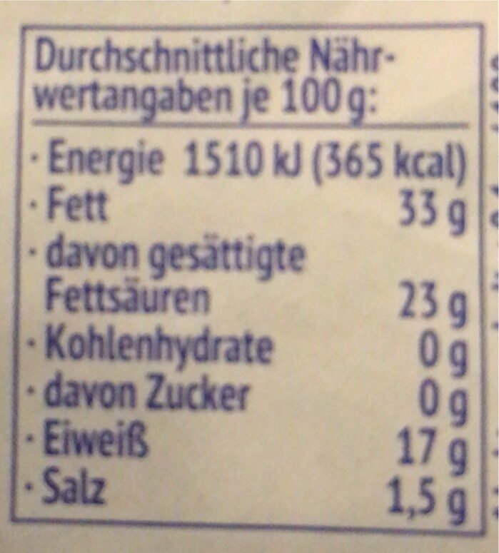 Camembert Bärlauch - Nutrition facts - de