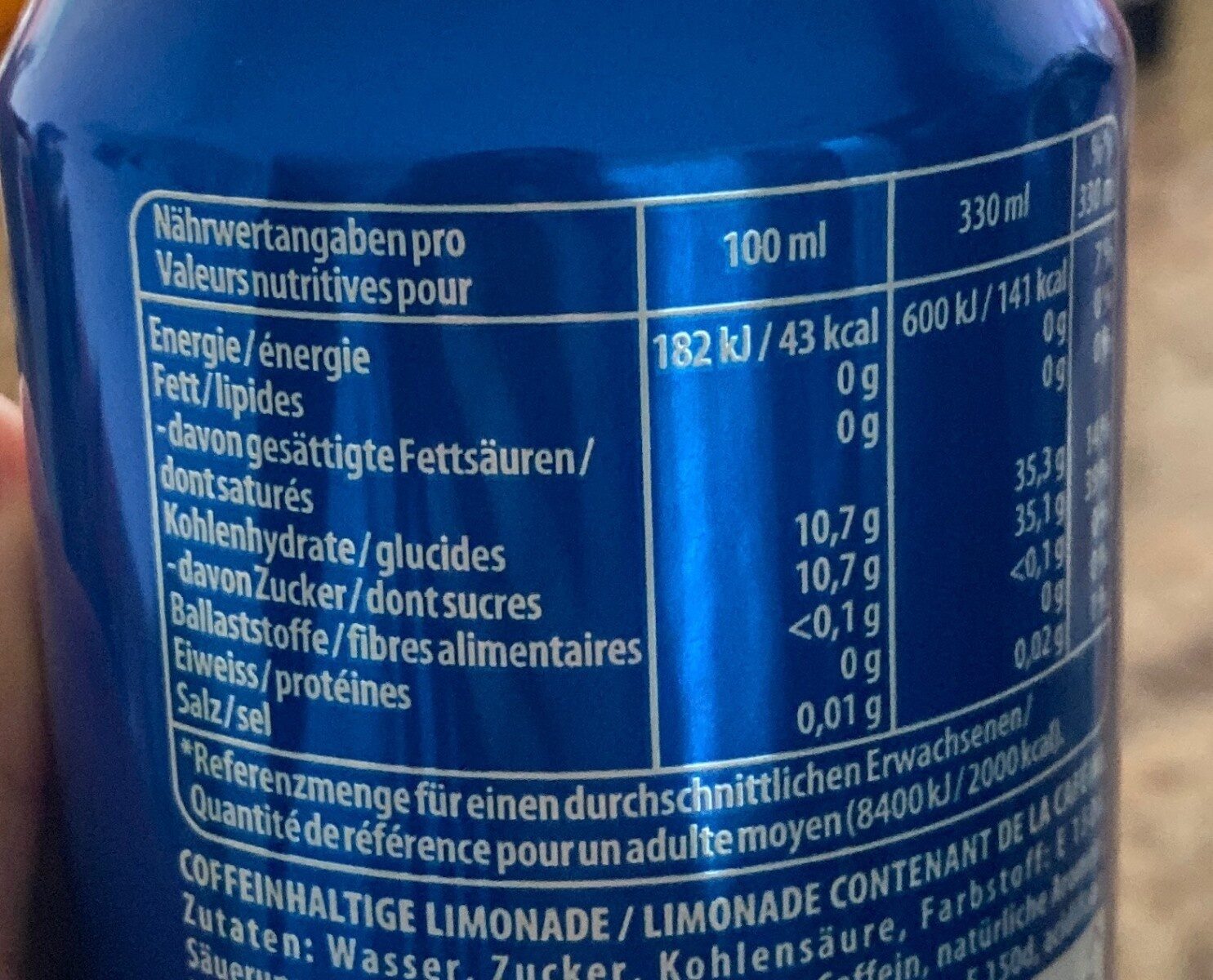 Pepsi - Valori nutrizionali - fr