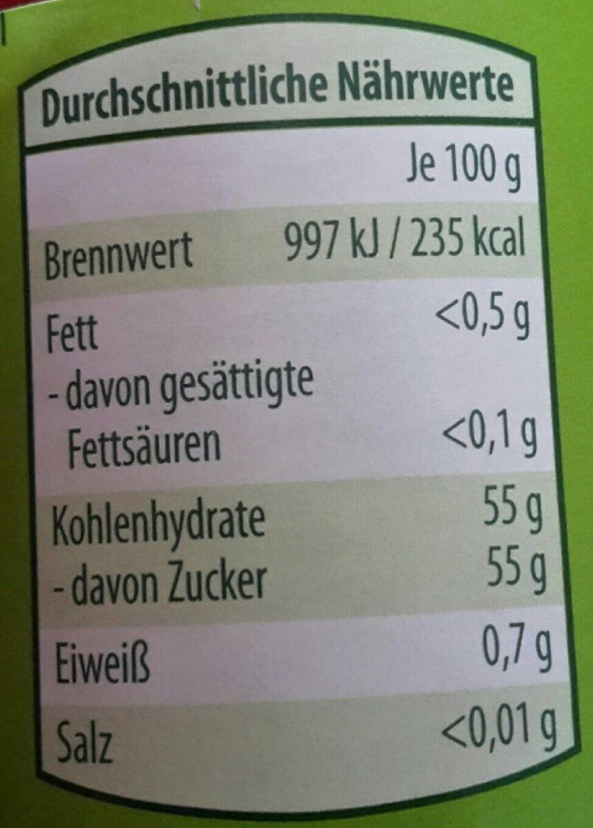 Himbeer Konfitüre Extra - Nutrition facts - de