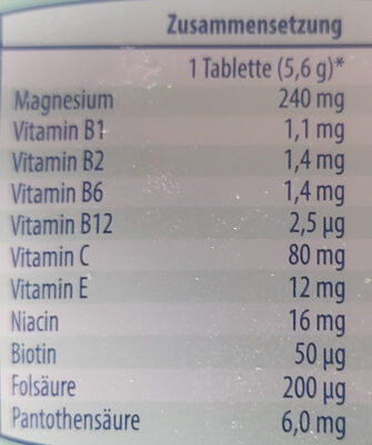 Magnesium Brausetabletten - حقائق غذائية - de