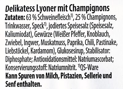 Lyoner mit Champignons - Zutaten
