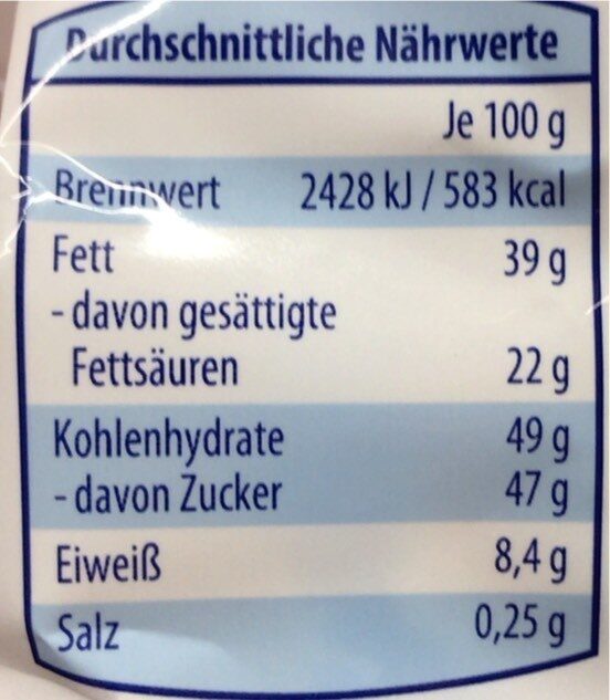 Milchmäuse - Nutrition facts - de