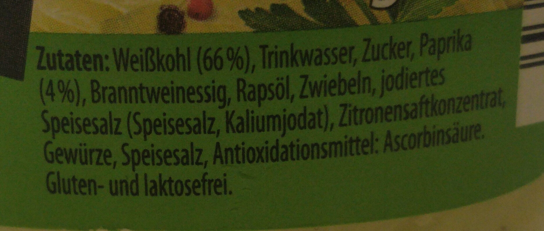 Weißkrautsalat mit Paprika - Ingredientes - de