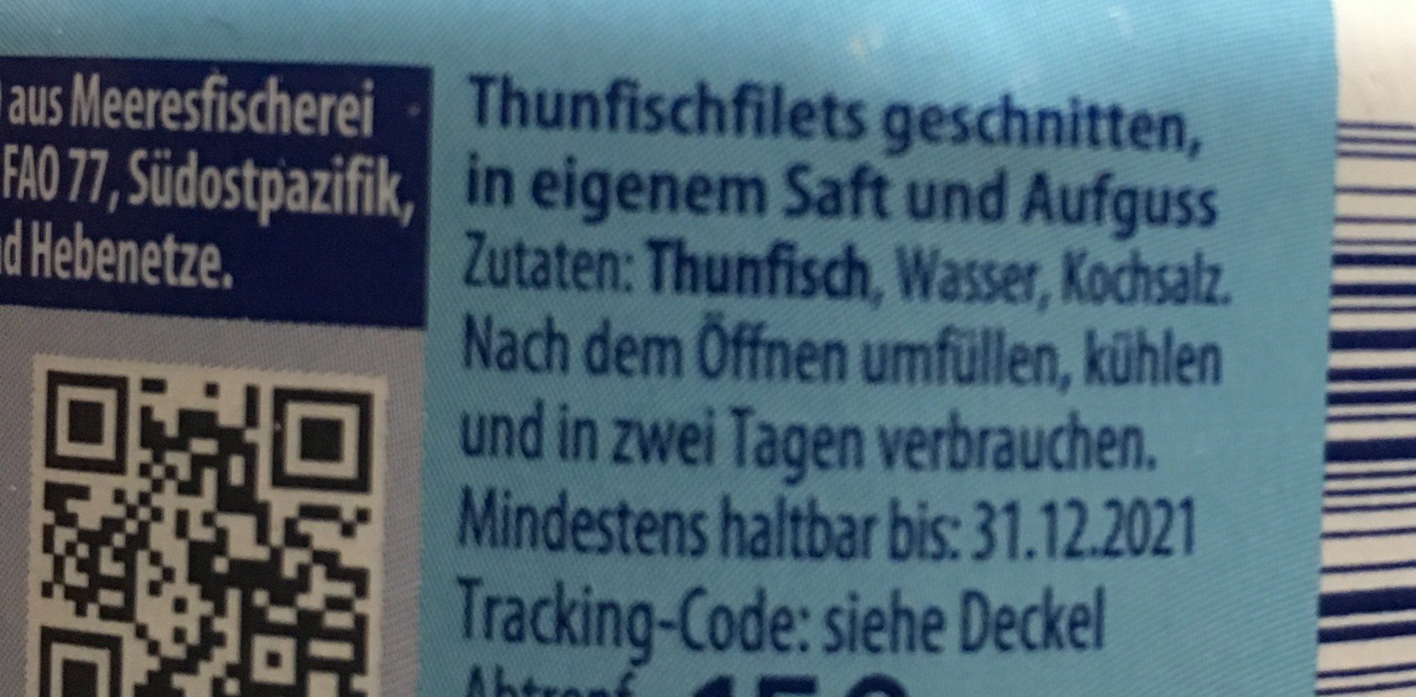 Thunfisch-Filets in eigenem Saft - Ingrédients