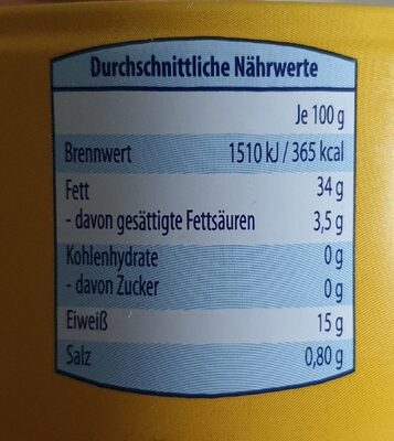 Tunfisch-Filets in Sonnenblumen-Öl - Tableau nutritionnel