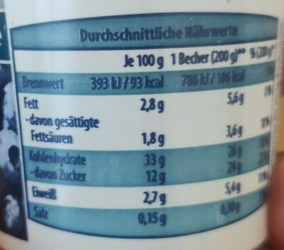 Premium-Joghurt - Heidelbeere - Tableau nutritionnel - de