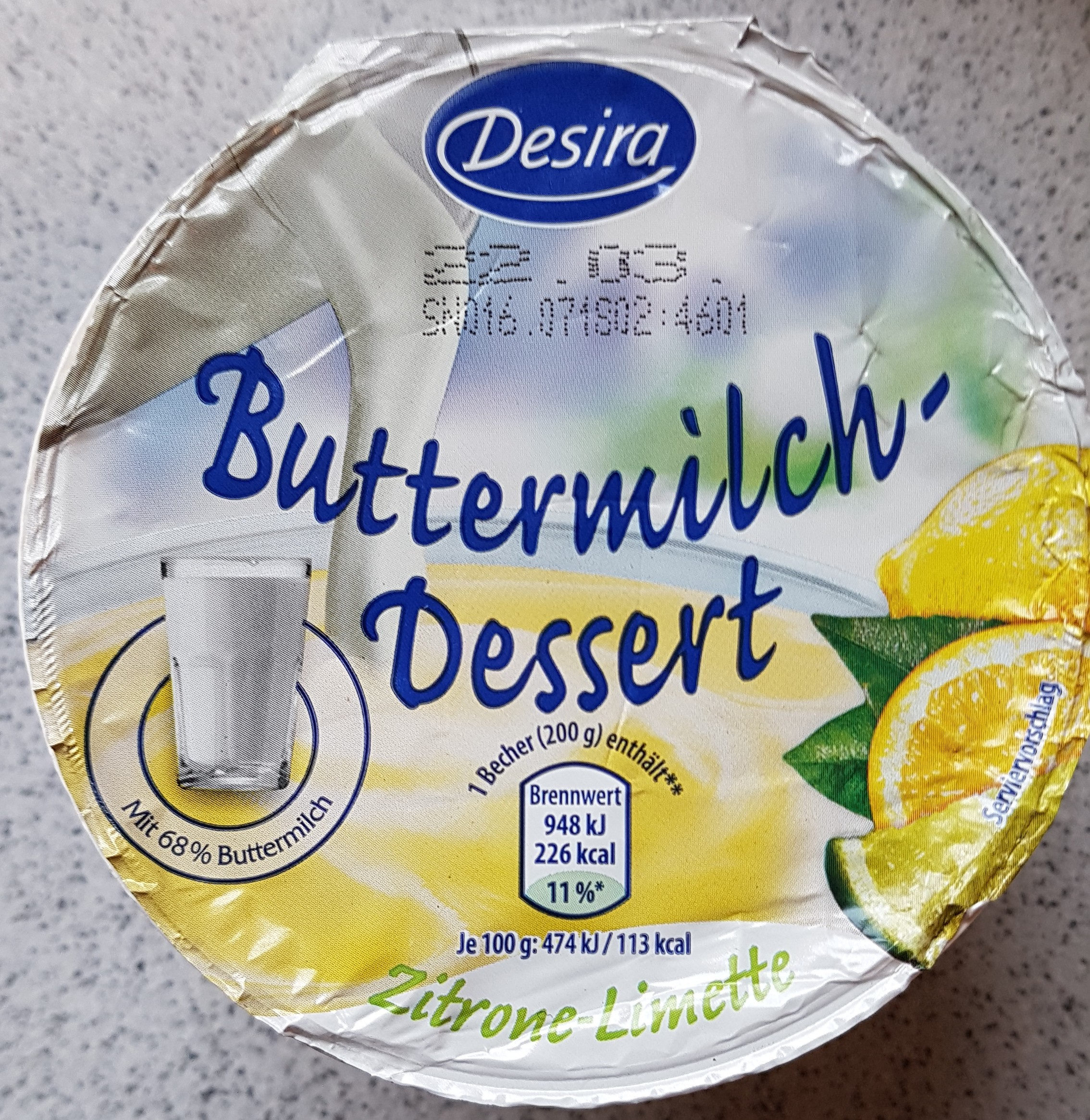 Buttermilch-Dessert zitrone - Produkt