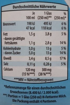 Haltbare Fettarme Milch - Nutrition facts