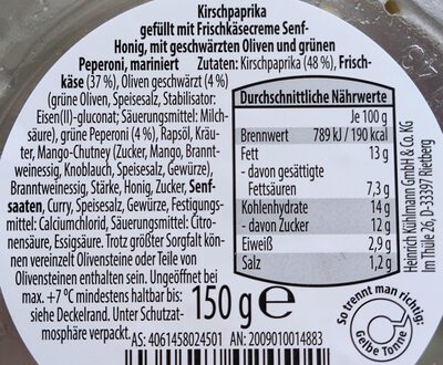 Mediterrane Antipasti - Kirschpaprika mit Frischkäsecreme Senf-Honig - Zutaten