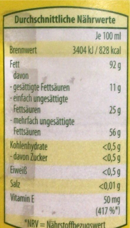 ÖL Sonnenblumenöl - Nutrition facts